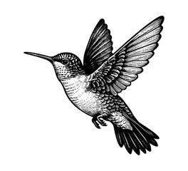 Hummingbirds hand drawn vintage vector