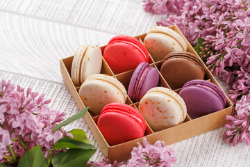 Colorful macaroons, arranged in a delightful display of vibrant hues