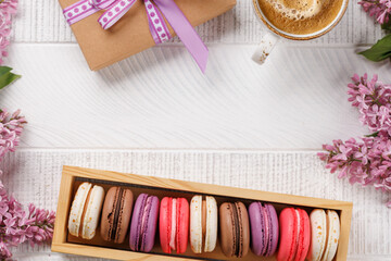 Colorful macaroons, arranged in a delightful display of vibrant hues