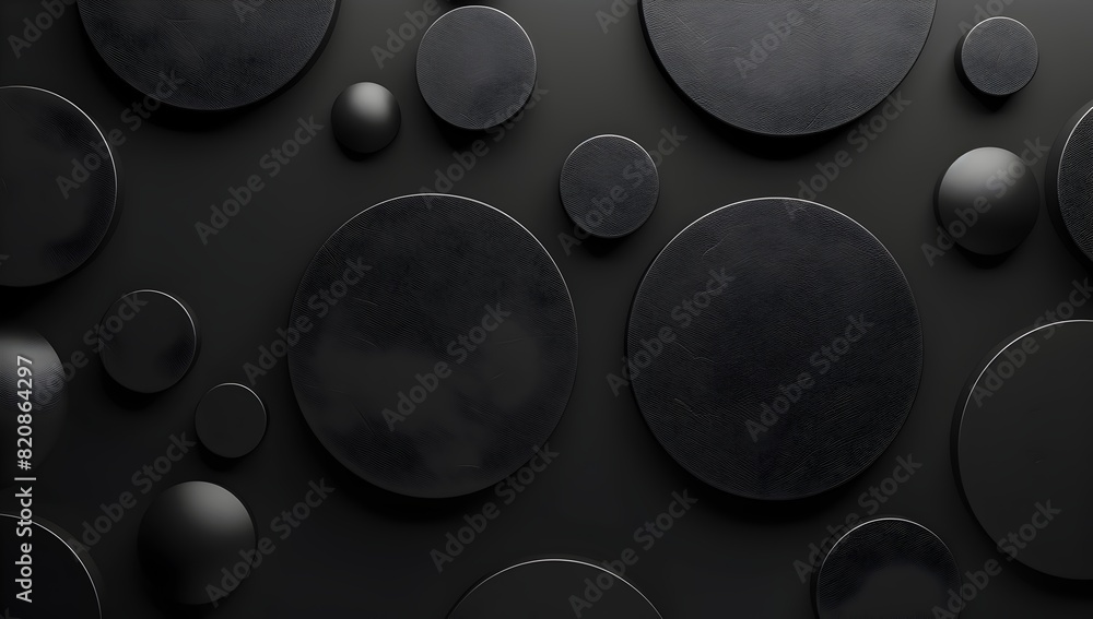 Aufkleber black background with simple geometric shapes for minimalistic design, 3d rendering illustration