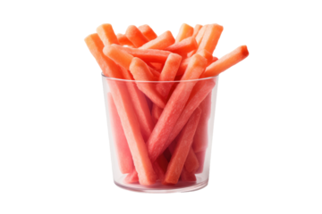 Juicy Watermelon Wands in a Crystal Chalice on Transparent PNG Background...