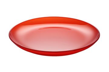 Scarlet Elegance: A Vibrant Glass Plate on Transparent PNG Background...