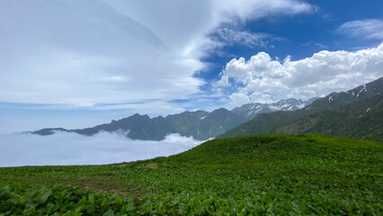 artvin plateau house above the clouds blue clear sky