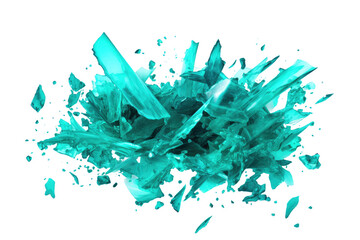 Ephemeral Green: A Glass Shattered Symphony on Transparent PNG Background...