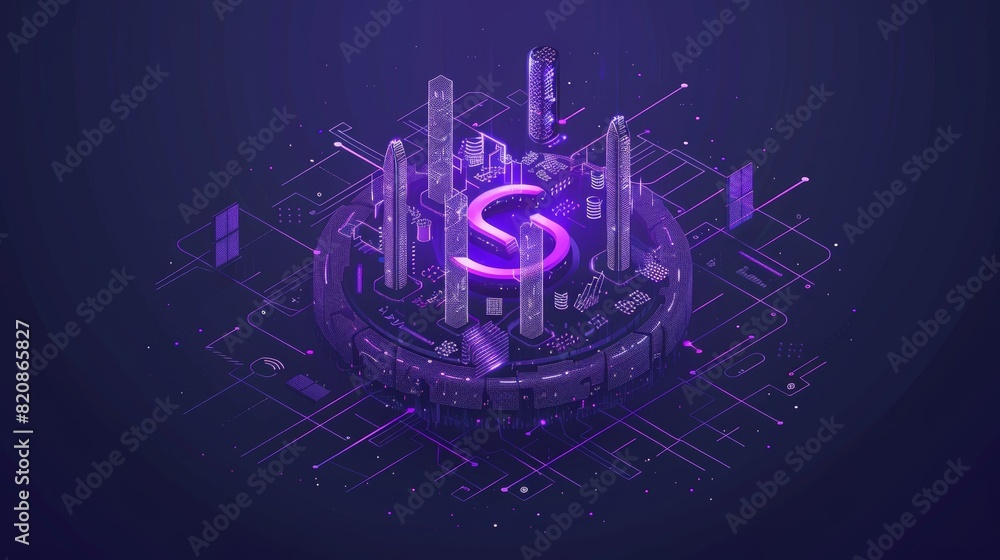 Poster symbolic concept of 5g network technology. wireless internet and interface icons isolated on a glowi