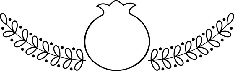 Black outline isolated vector pomegranate composition