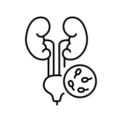 Urinary tract infection line black icon. Human disease sign for web page, mobile app,