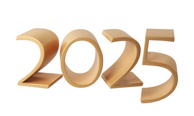 Golden Happy New Year 2025. 3d Christmas number design for poster, banner, greeting celebration