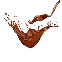 Chocolate isolated splashes wave with clipping path