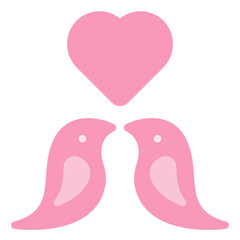 Love Birds Icon in Flat Style