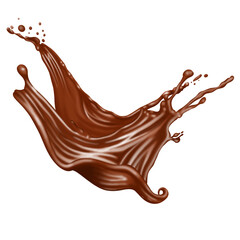Fototapeta premium Chocolate isolated splashes wave with clipping path