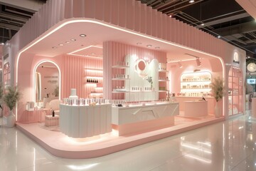 Luxury interior booth of skincare cosmetic display product