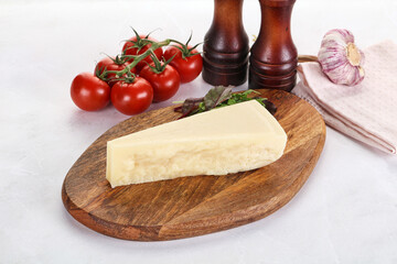 Piece Italian hard parmesan cheese