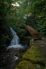 Woodland waterfall on the Ilabekken river by the city of Trondheim, Norway
