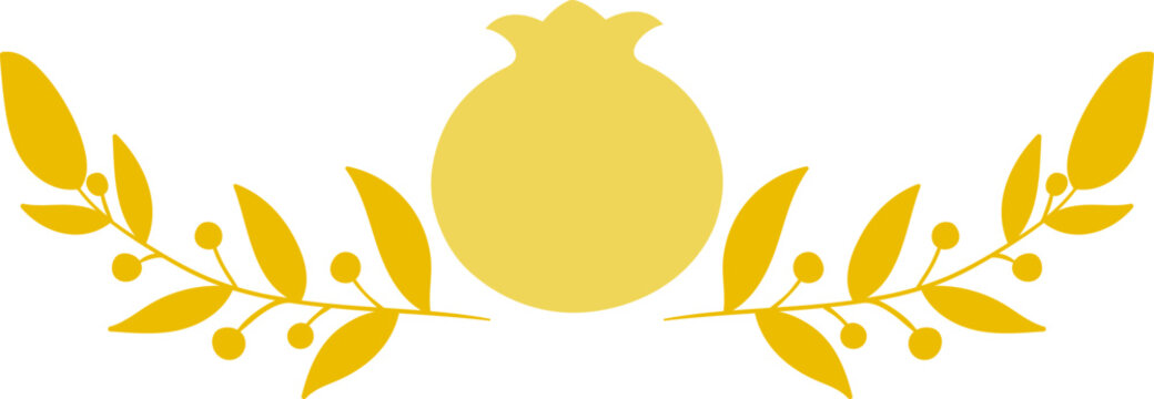 yellow pomegranate and leaves design clip art preview
