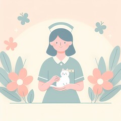 Obraz premium Heartfelt Caregiver Illustration: Celebrating Compassion and Support