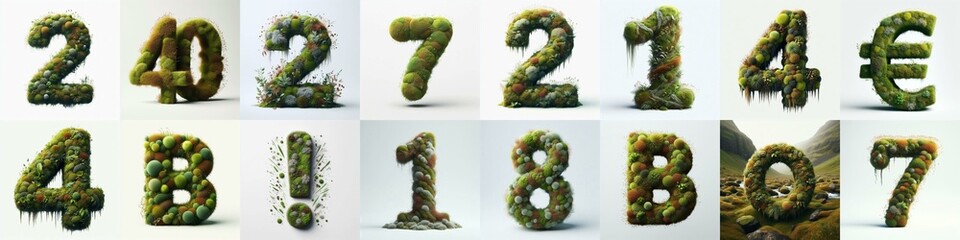 Blend Grass and Moss Lettering Typeface. AI generated illustration
