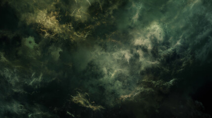 Background of Renaissance Dark Stormy Clouds: Turbulent Obsidian, Green, Moss, Olive, Cinematic 