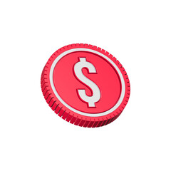 Dollar sign coin con 3d red color