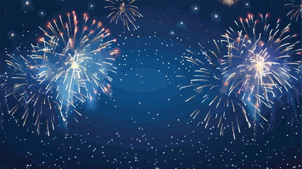 Horizontal blue background with fireworks displaying