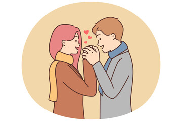 Happy couple hugging showing love