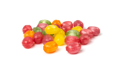 Hard Candy Isolated, Sour Hard Candies, Fruit Sugar Bonbon Pile, Colorful Lozenge, Color Candy Group