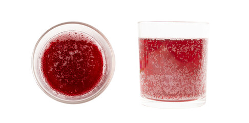 Berry beer isolated, red ale, sweet alcohol drink, craft beer with fruit juice on white