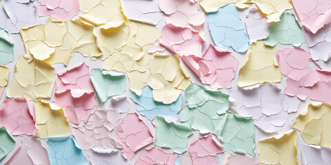 Torn grunge ripped pastel colorful different paper pieces background