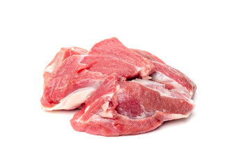 Raw mutton fillet isolated, lamb meat pieces, tenderloin or mutton sirloin meat. Fresh sheep fillet