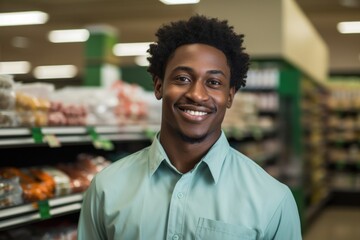 Fototapeta premium super market shop clerk or employee