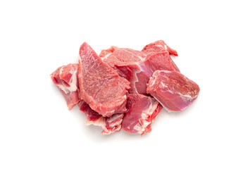 Raw mutton fillet isolated, lamb meat pieces, tenderloin or mutton sirloin meat. Fresh sheep fillet