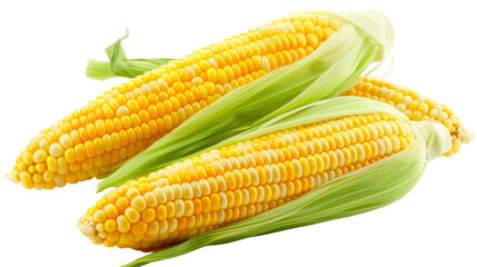 Golden Harvest: Two Corn Ears on White Canvas