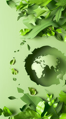 Green background, earth day or environmental protection theme