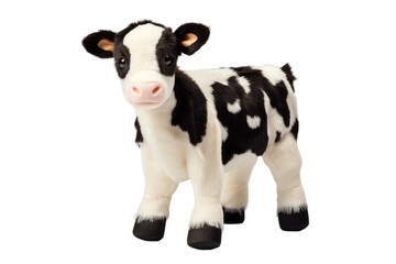 Monochrome Moo: A Stuffed Cows Stand on Transparent PNG Background...