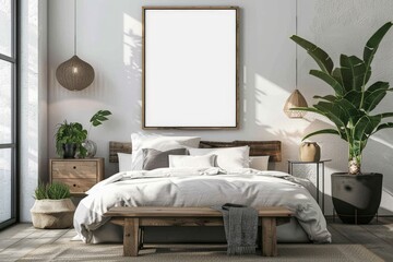 Home interior mock-up with blue sofa, wooden table and decor in modern living room, 3d render	. Beautiful simple AI generated image in 4K, unique.