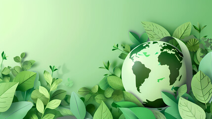 Green background, earth day or environmental protection theme