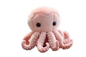 The Whimsical Pink Octopus Adventure on Transparent PNG Background...