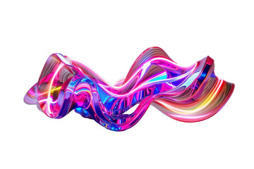 Fototapeta premium Neon pink and blue wavy abstract design on clear background