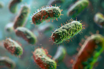 Fototapeta premium Close-up of bacteria causing an infection in the human