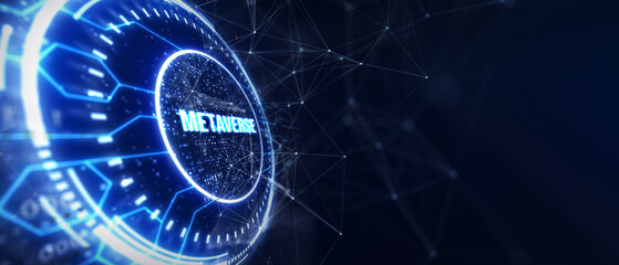 Metaverse virtual world, metaverse digital world intelligent futuristic interface technology. 3d illustration