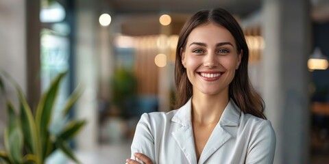 female professional confident successful corporate leader woman wearing a suit, ai