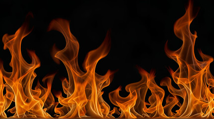 Fire flames on black background, Generative.AI

