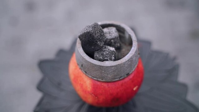 Hookah with fruit. pomegranate fruit