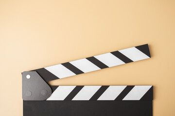 Clapperboard picture, film studio, behind the camera, Hollywood motion.