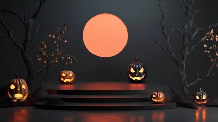 podium with halloween concept