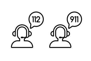 Emergency call icon vector set. Emergency service, operator symbol