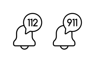 Emergency call icon vector set. Bell with emergency signal