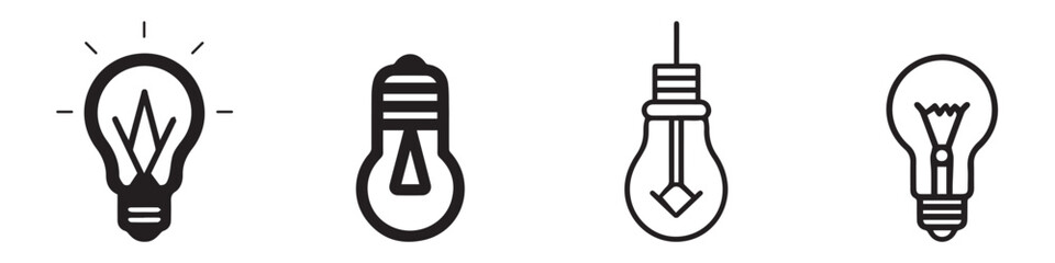 Light Bulb Icon Set - Vector Illustrations Isolated On White Background