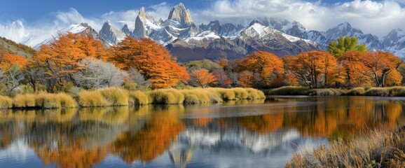 The Serrano River Winds Through The Valley, Offering A Stunning View Of Cerro Torre In Torres Del Paine, Chile, Standard Picture Mode