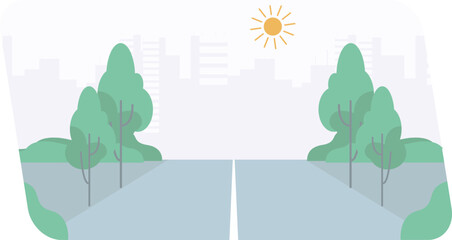 street towards the city front view, simple vector design © Tomandora